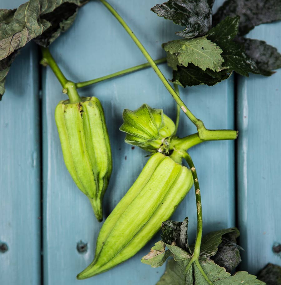 Whole Roasted Okra with Parmesan Crunch